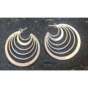925 Canada CA Sterling Silver Moon Hoop Earrings